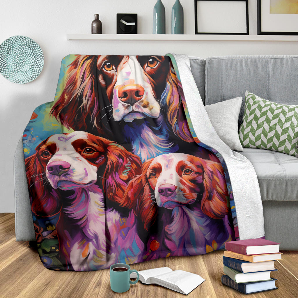 Welsh Springer Spaniel Blanket, Trippy Psychedelics Welsh Springer Spaniel Fleece Blanket, Welsh Springer Spaniel Throw Blanket, Welsh Springer Spaniel Gifts