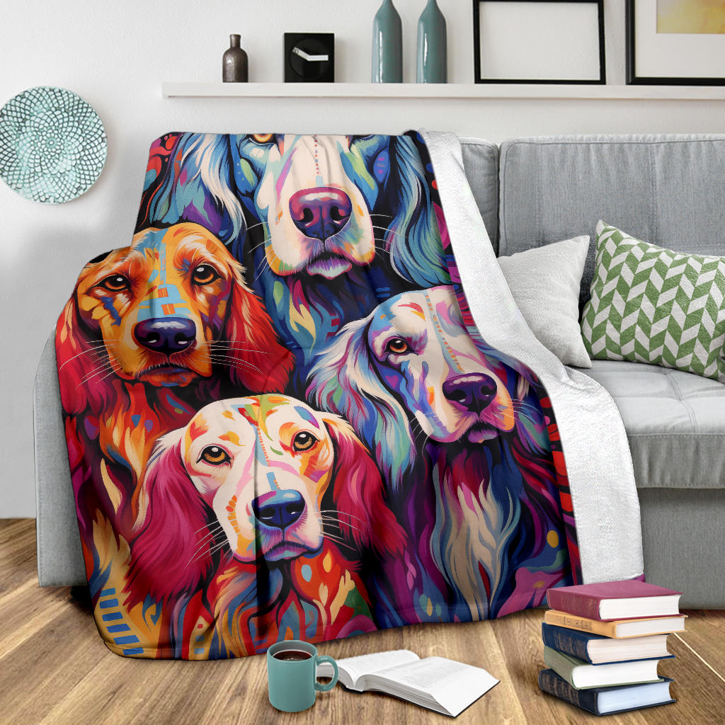 English Setter Blanket, Trippy Psychedelics English Setter Fleece Blanket, English Setter Throw Blanket, English Setter Gifts