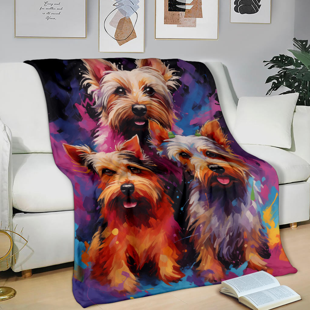 Australian Terrier Blanket, Trippy Psychedelics Australian Terrier Fleece Blanket, Australian Terrier Throw Blanket, Australian Terrier Gifts