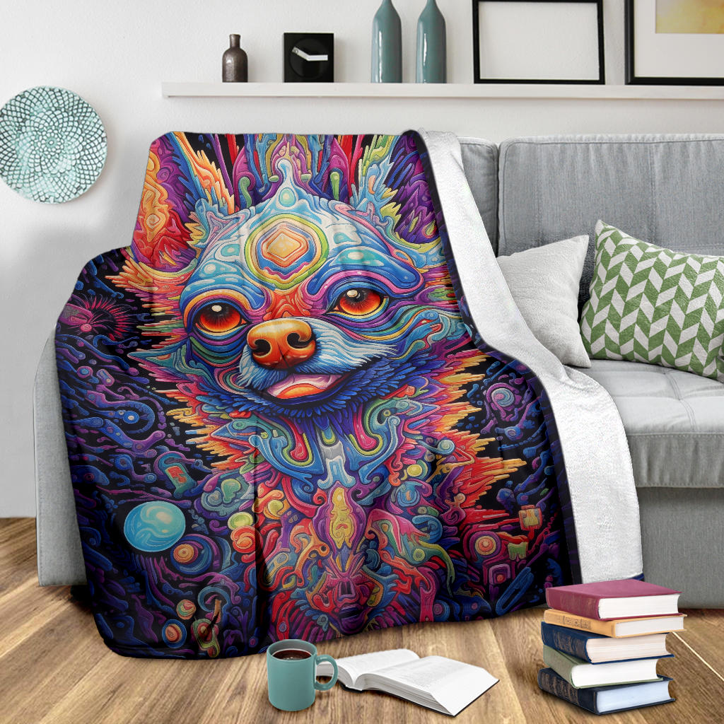 Trippy Psychedelics Chihuahua Blanket, Chihuahua Throw Blanket, Chihuahua Fleece Blanket, Chihuahua Gifts