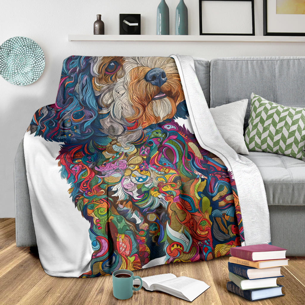 Lagotto Romagnolo Dog Blanket, Trippy Psychedelics Lagotto Romagnolo Dog Fleece Blanket, Lagotto Romagnolo Dog Throw Blanket, Lagotto Romagnolo Dog Gifts