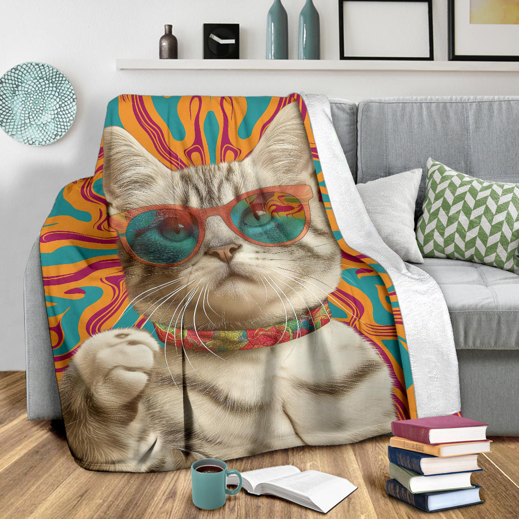 American Shorthair cat Blanket, Trippy Psychedelics American Shorthair cat Fleece Blanket, American Shorthair cat Throw Blanket, American Shorthair cat Gifts