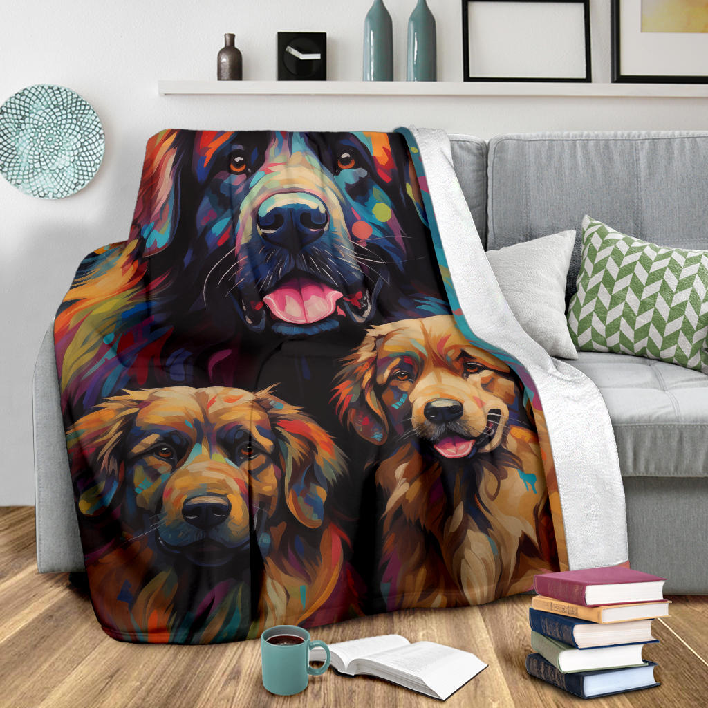 Leonberger Blanket, Trippy Psychedelics Leonberger Fleece Blanket, Leonberger Throw Blanket, Leonberger Gifts