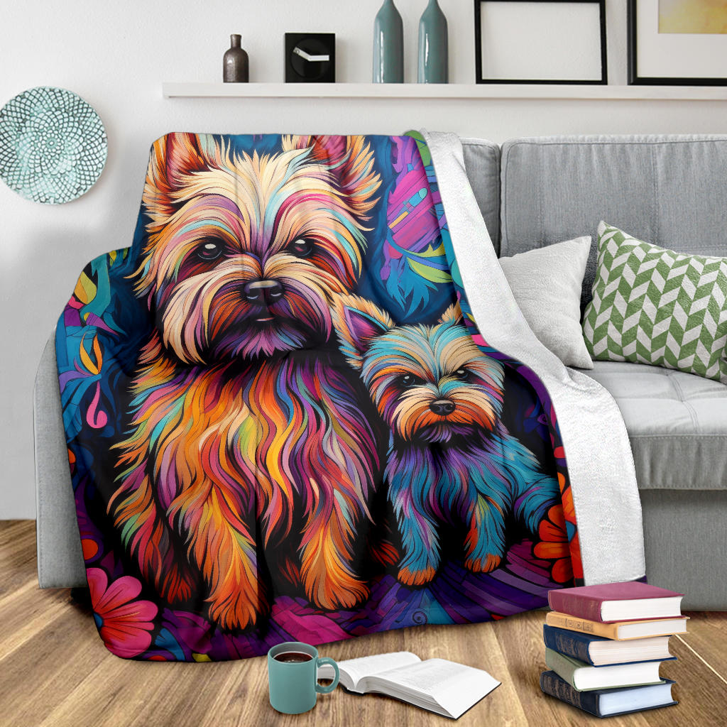 Cairn Terrier Blanket, Trippy Psychedelics Cairn Terrier Fleece Blanket, Cairn Terrier Throw Blanket, Cairn Terrier Gifts