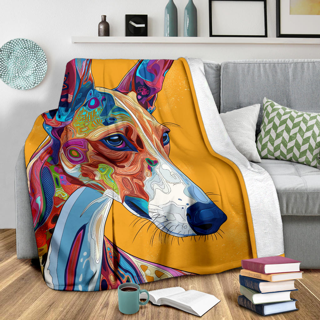 Ibizan Hound Blanket, Trippy Psychedelics Ibizan Hound Fleece Blanket, Ibizan Hound Throw Blanket, Ibizan Hound Gifts