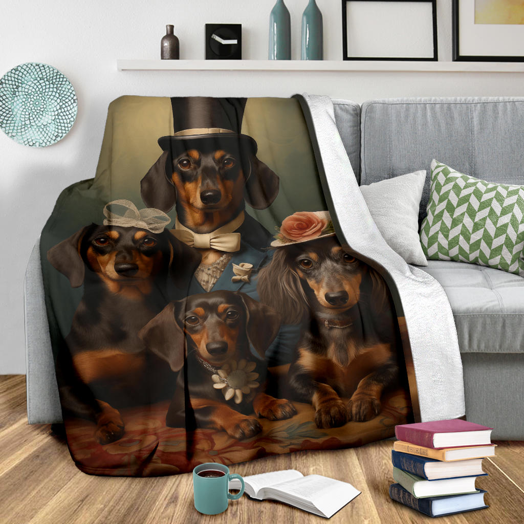 Dachshund Family Blanket, Dachshund Fleece Blanket, Dachshund Gifts, Dachshund Throw Blanket