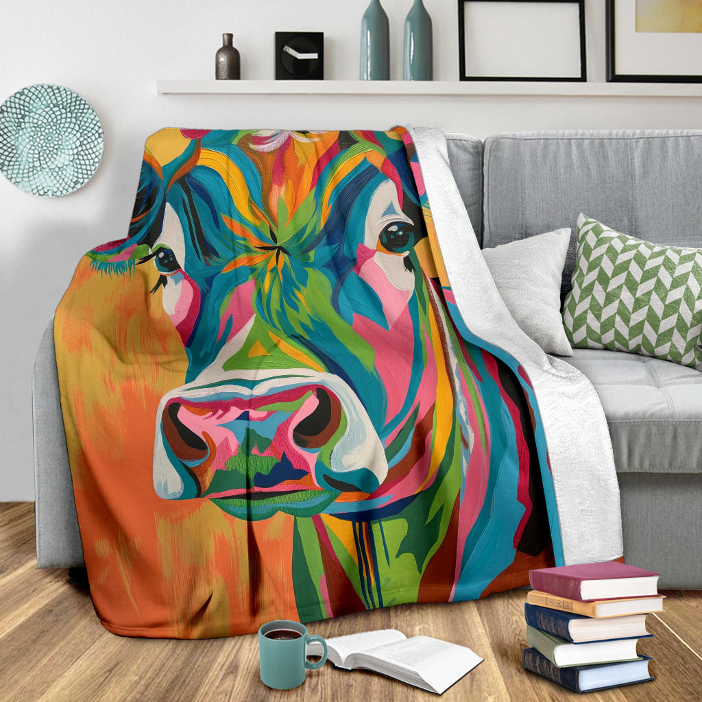 Cow Blanket, Trippy Psychedelics Cow Fleece Blanket, Cow Throw Blanket, Cow Gifts