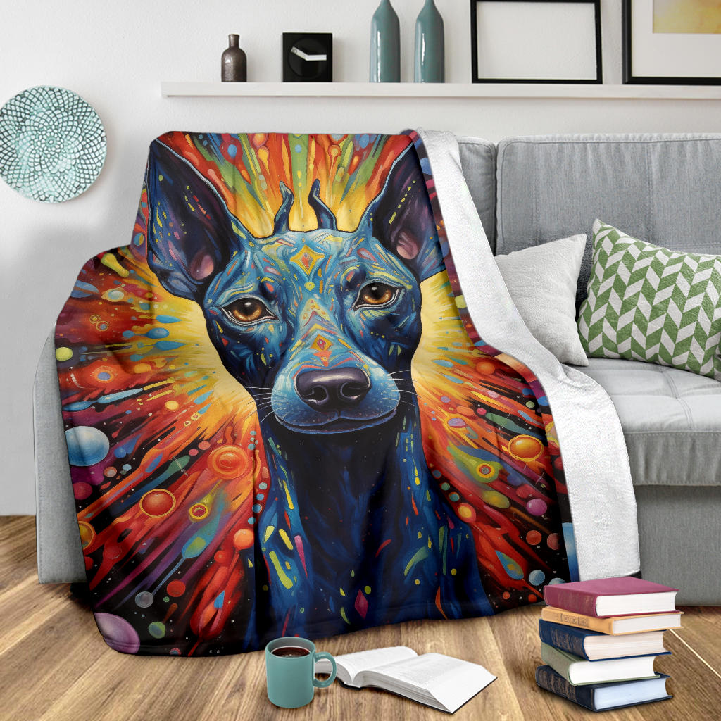 Xoloitzcuintli Blanket, Trippy Psychedelics Xoloitzcuintli Fleece Blanket, Xoloitzcuintli Throw Blanket, Xoloitzcuintli Gifts