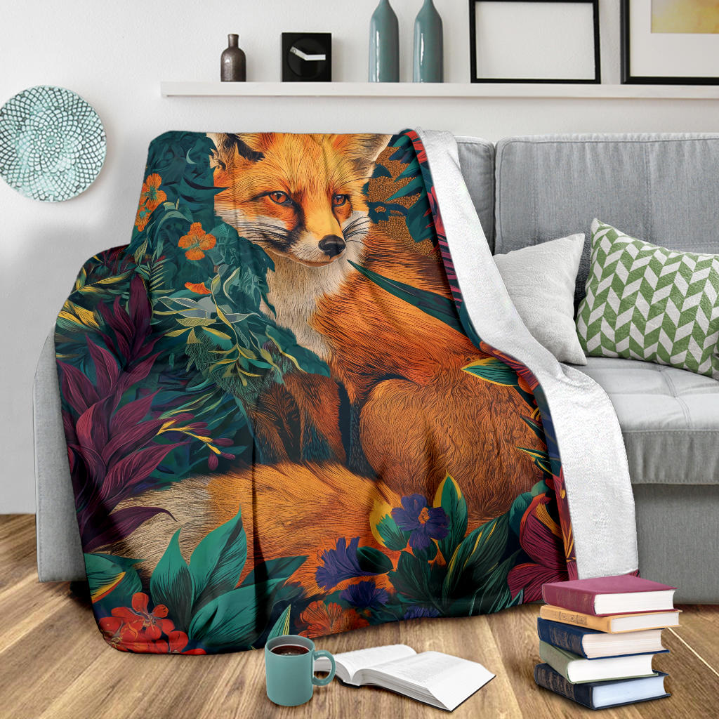 Fox Blanket, Trippy Psychedelics Fox Fleece Blanket, Fox Throw Blanket, Fox Gifts