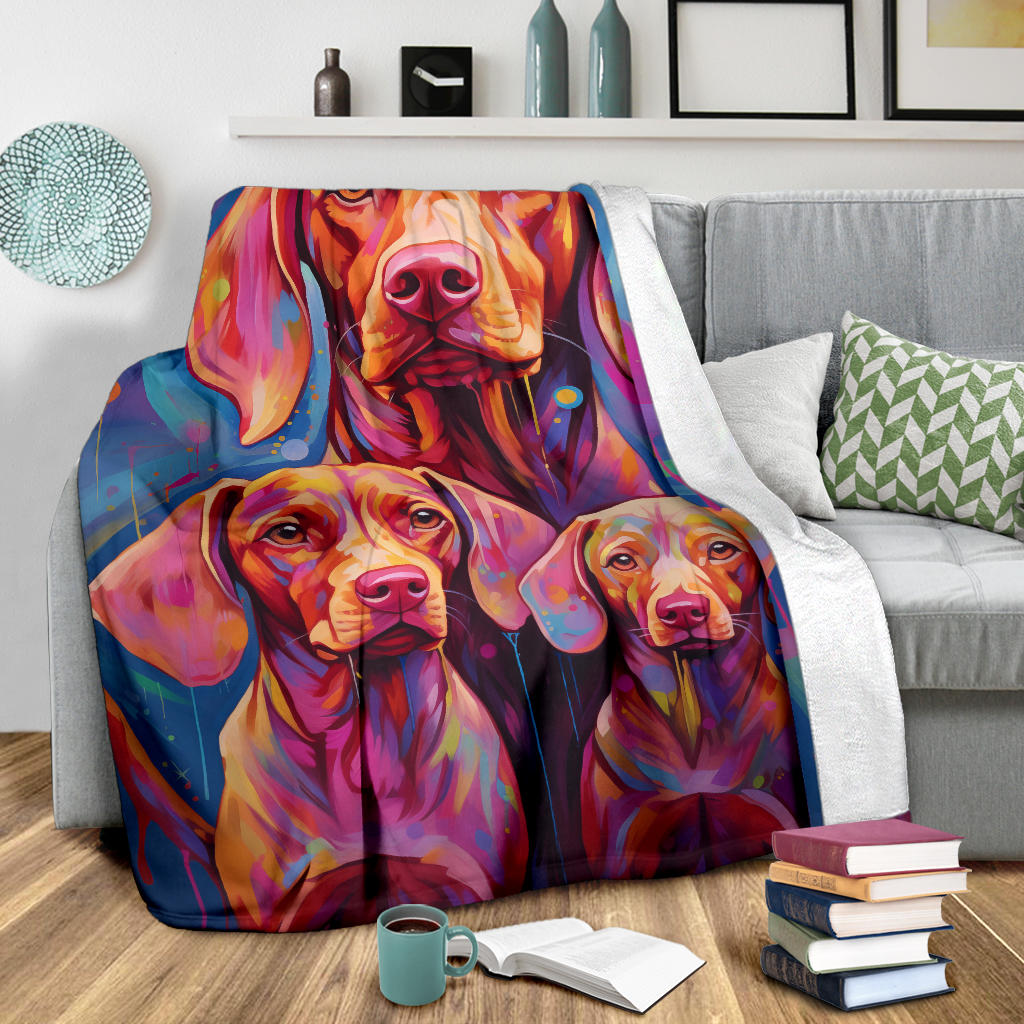 Vizsla Blanket, Trippy Psychedelics Vizsla Fleece Blanket, Vizsla Throw Blanket, Vizsla Gifts