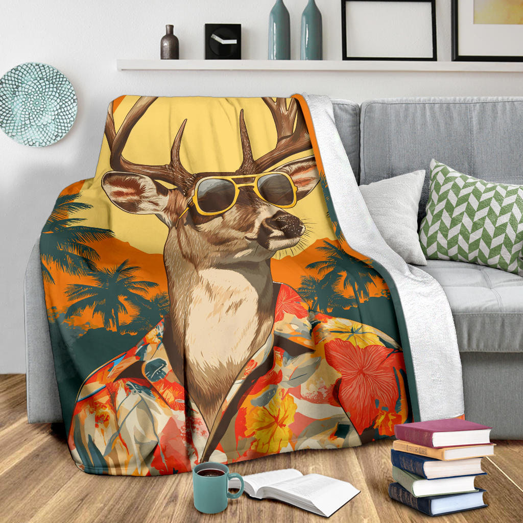 Deer Blanket, Trippy Psychedelics Deer Fleece Blanket, Deer Throw Blanket, Deer Gifts