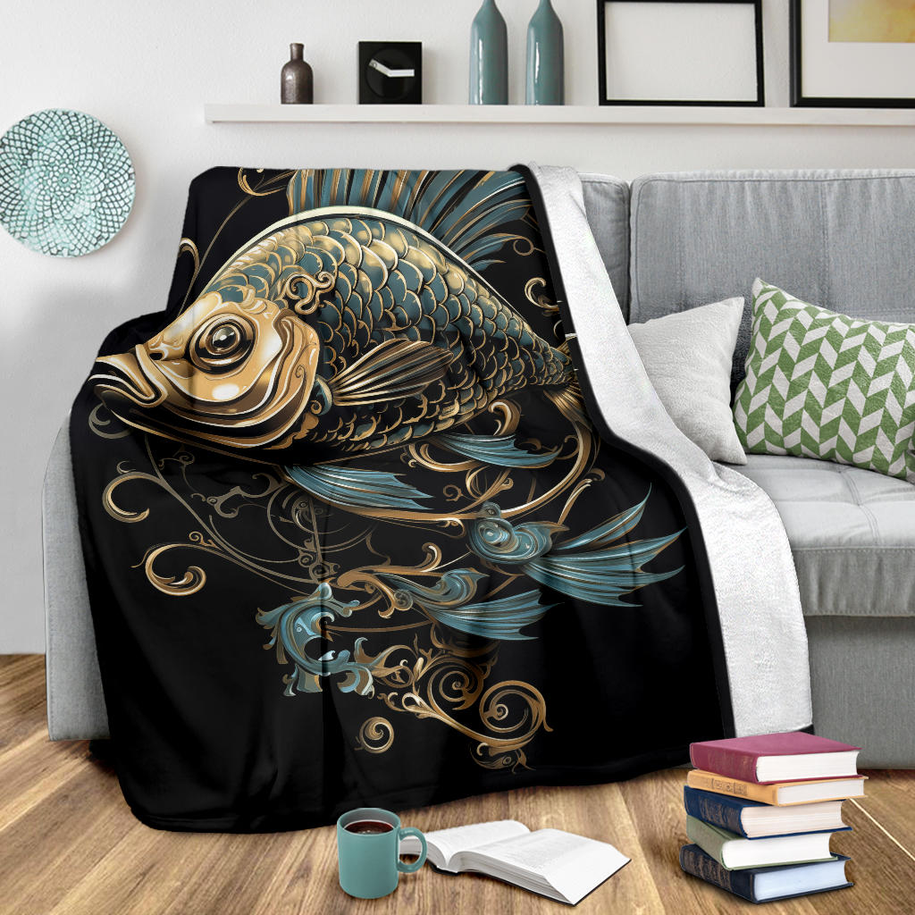 Fish Zodiac Blanket, Pisces Zodiac Gifts, Fish Zodiac Throw Blanket, Fish Zodiac Sign Fleece Blanket