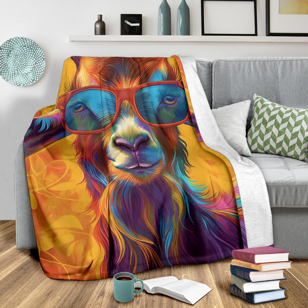 Goat Blanket, Trippy Psychedelics Goat Fleece Blanket, Goat Throw Blanket, Goat Gifts