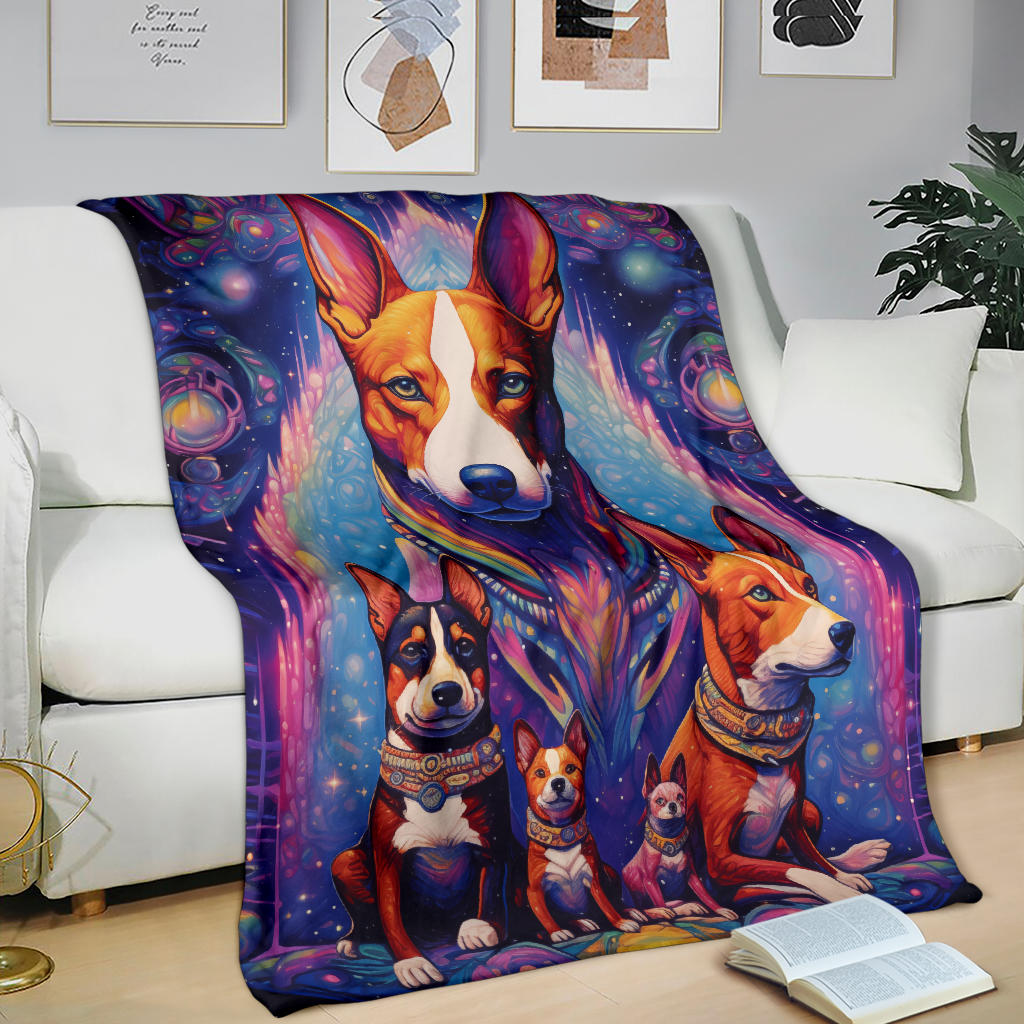 Basenji Blanket, Trippy Psychedelics Basenji Fleece Blanket, Basenji Throw Blanket, Basenji Gifts