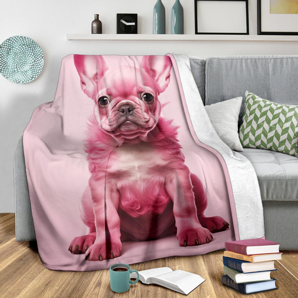 Pink French Bulldog Blanket, French Bulldog Throw Blanket, French Bulldog Fleece Blanket, French Bulldog Gifts