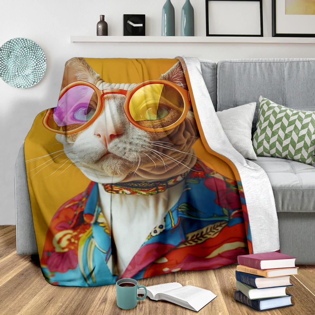 Devon Rex cat Blanket, Trippy Psychedelics Devon Rex cat Fleece Blanket, Devon Rex cat Throw Blanket, Devon Rex cat Gifts