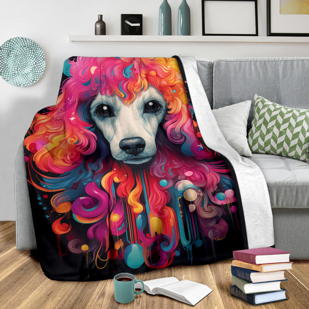 Trippy Psychedelics Poodle Blanket, Poodle Throw Blanket, Poodle Fleece Blanket, Poodle Gifts