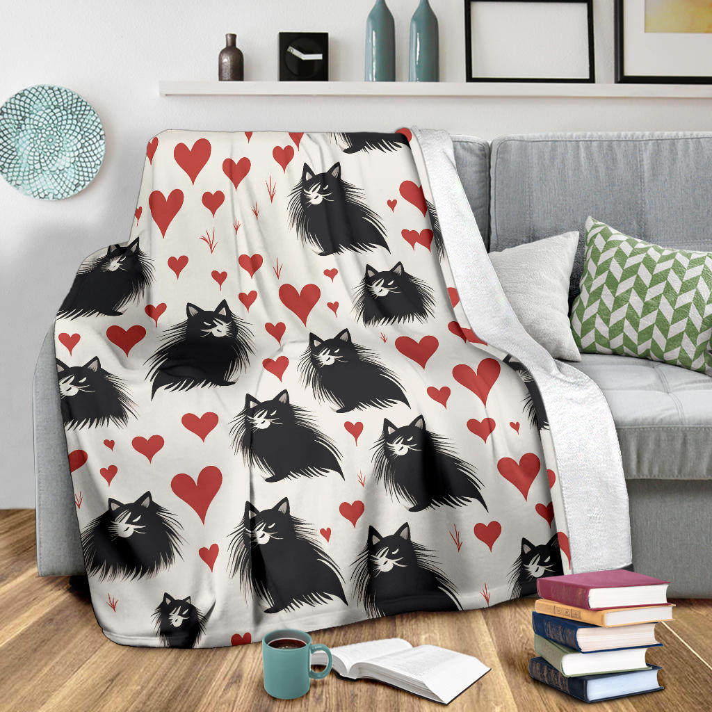 Persian Cat Hearts Blanket