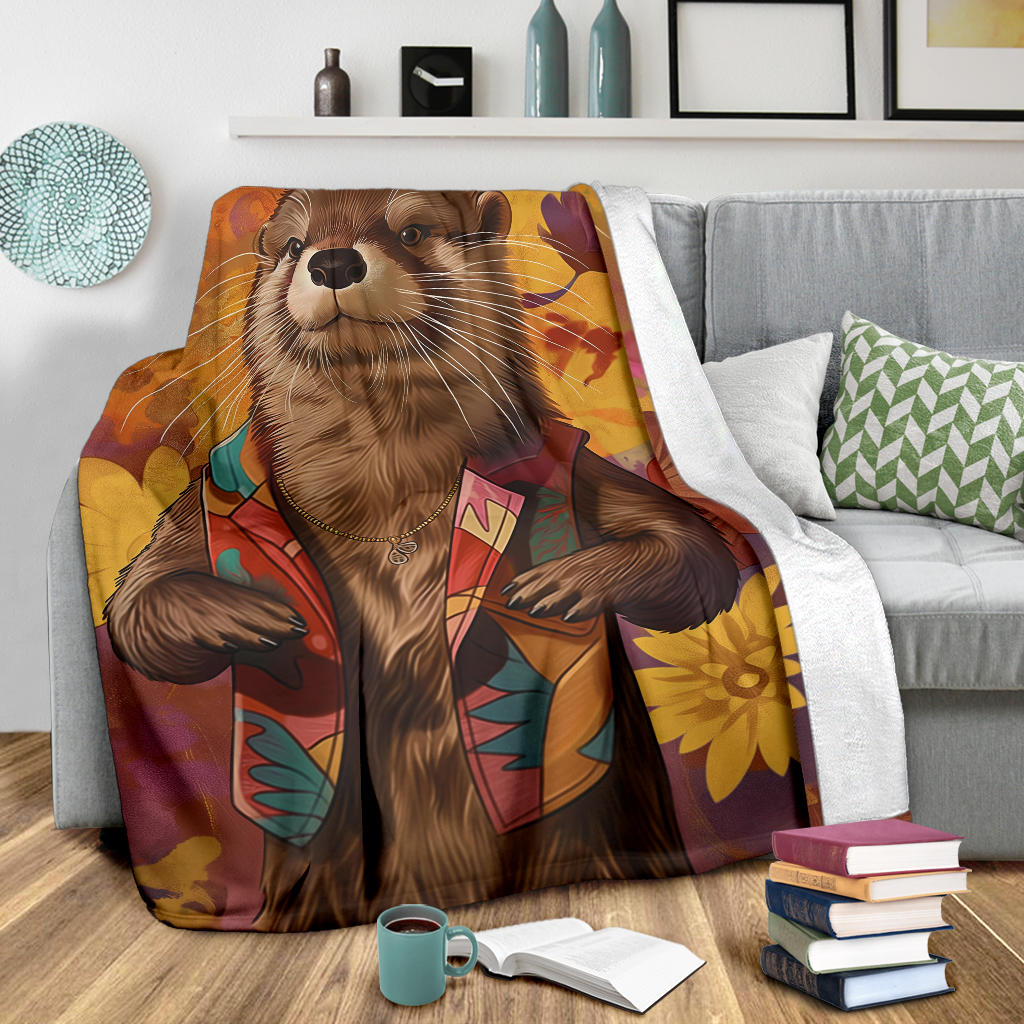 Otter Blanket, Trippy Psychedelics Otter Fleece Blanket, Otter Throw Blanket, Otter Gifts