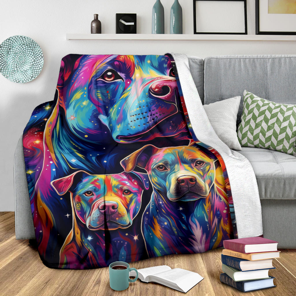 American Pit Bull Blanket, Trippy Psychedelics American Pit Bull Fleece Blanket, American Pit Bull Throw Blanket, American Pit Bull Gifts