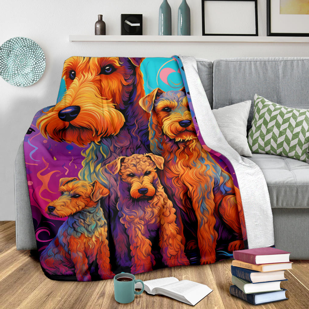 Welsh Terrier Blanket, Trippy Psychedelics Welsh Terrier Fleece Blanket, Welsh Terrier Throw Blanket, Welsh Terrier Gifts