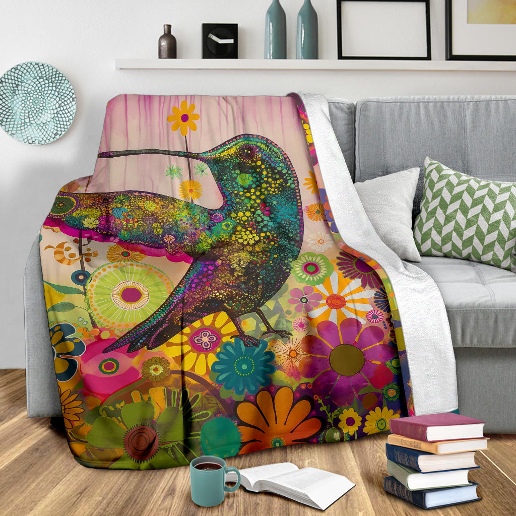 Hummingbird Blanket, Trippy Psychedelics Hummingbird Fleece Blanket, Hummingbird Throw Blanket, Hummingbird Gifts