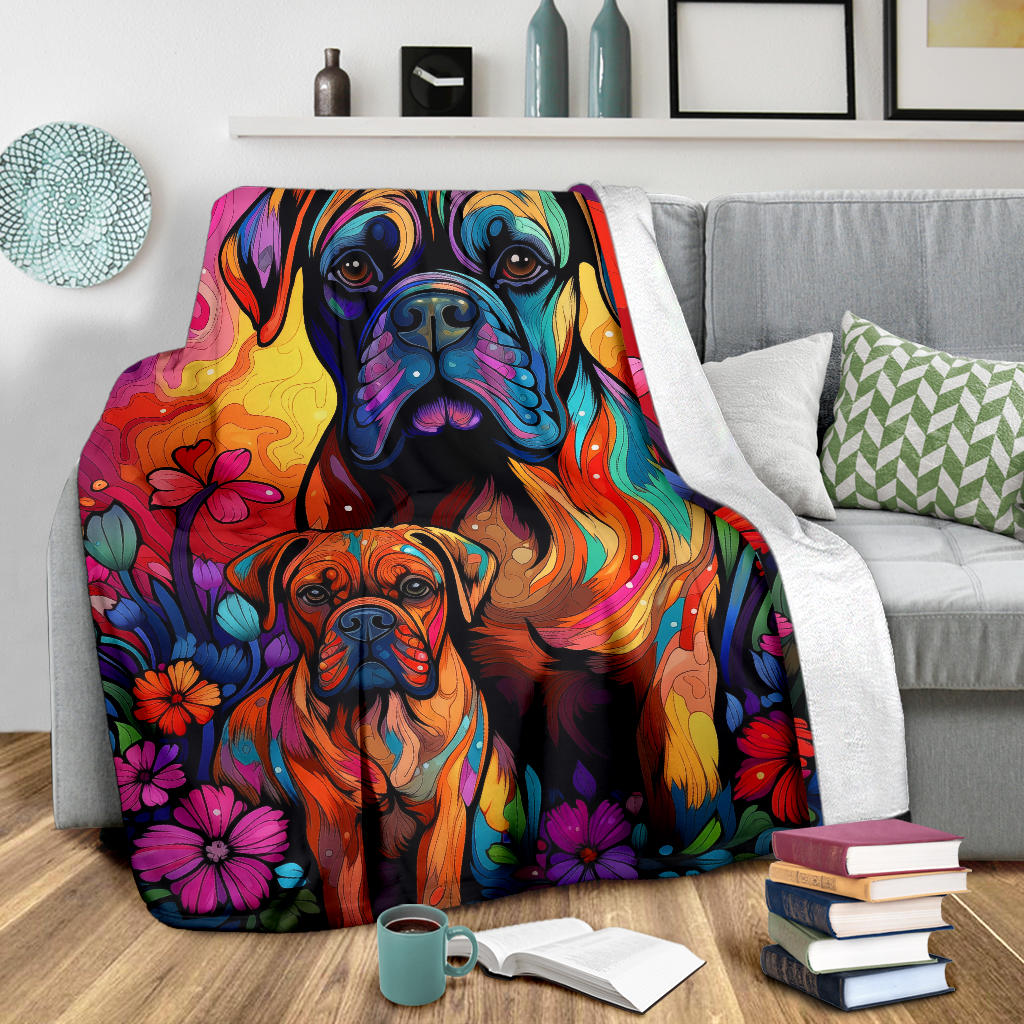 Bullmastiff Blanket, Trippy Psychedelics Bullmastiff Fleece Blanket, Bullmastiff Throw Blanket, Bullmastiff Gifts