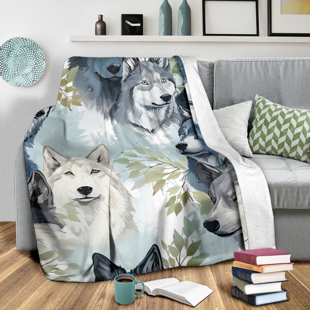 Wolf Faces Blanket