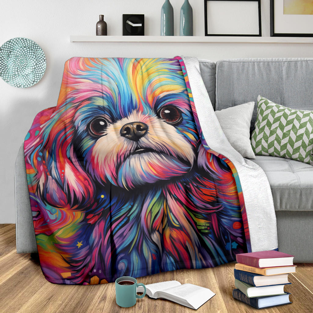 Shih Tzu Blanket, Shih Tzu Trippy Psychedelics Blanket, Shih Tzu Gifts, Shih Tzu Throw Blanket