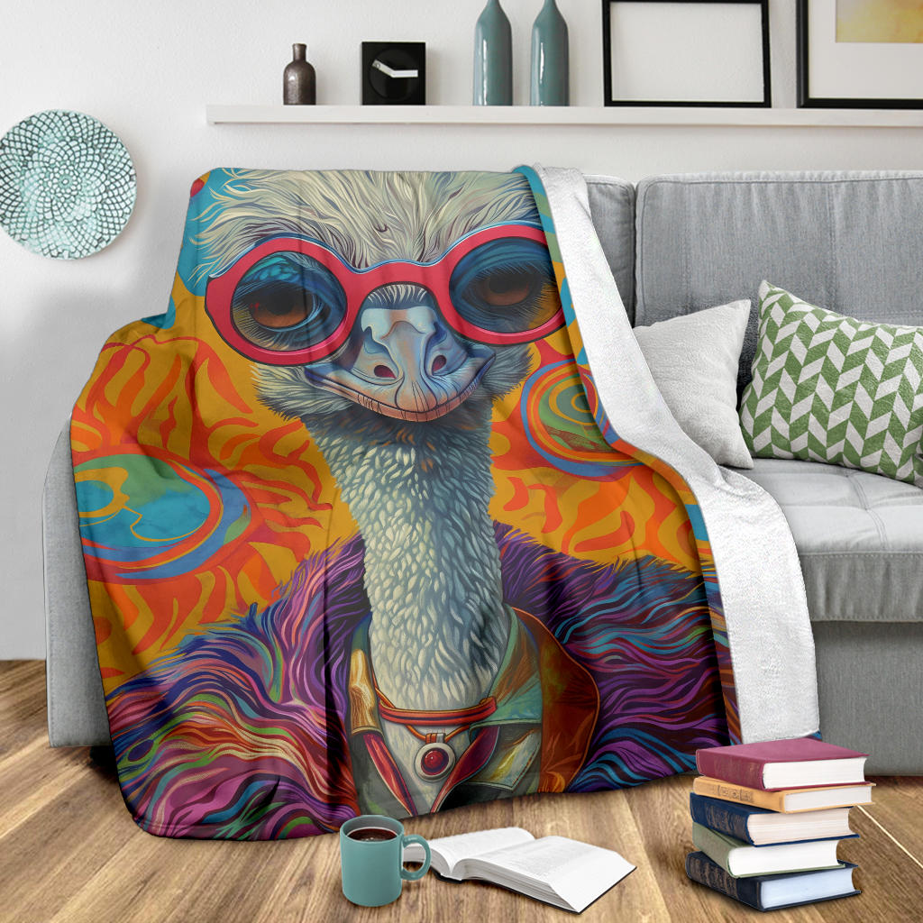 Emu Blanket, Trippy Psychedelics Emu Fleece Blanket, Emu Throw Blanket, Emu Gifts