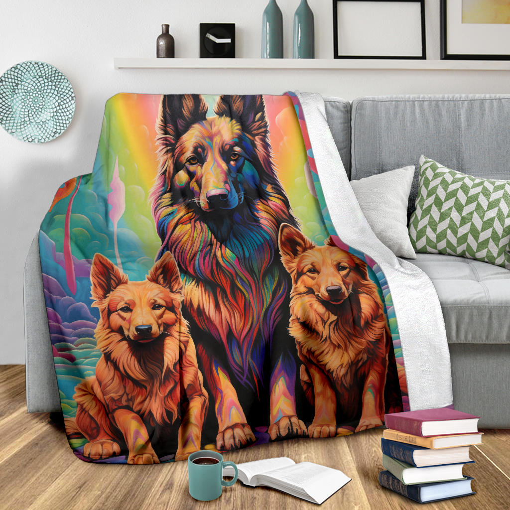 Belgian Tervuren Blanket, Trippy Psychedelics Belgian Tervuren Fleece Blanket, Belgian Tervuren Throw Blanket, Belgian Tervuren Gifts