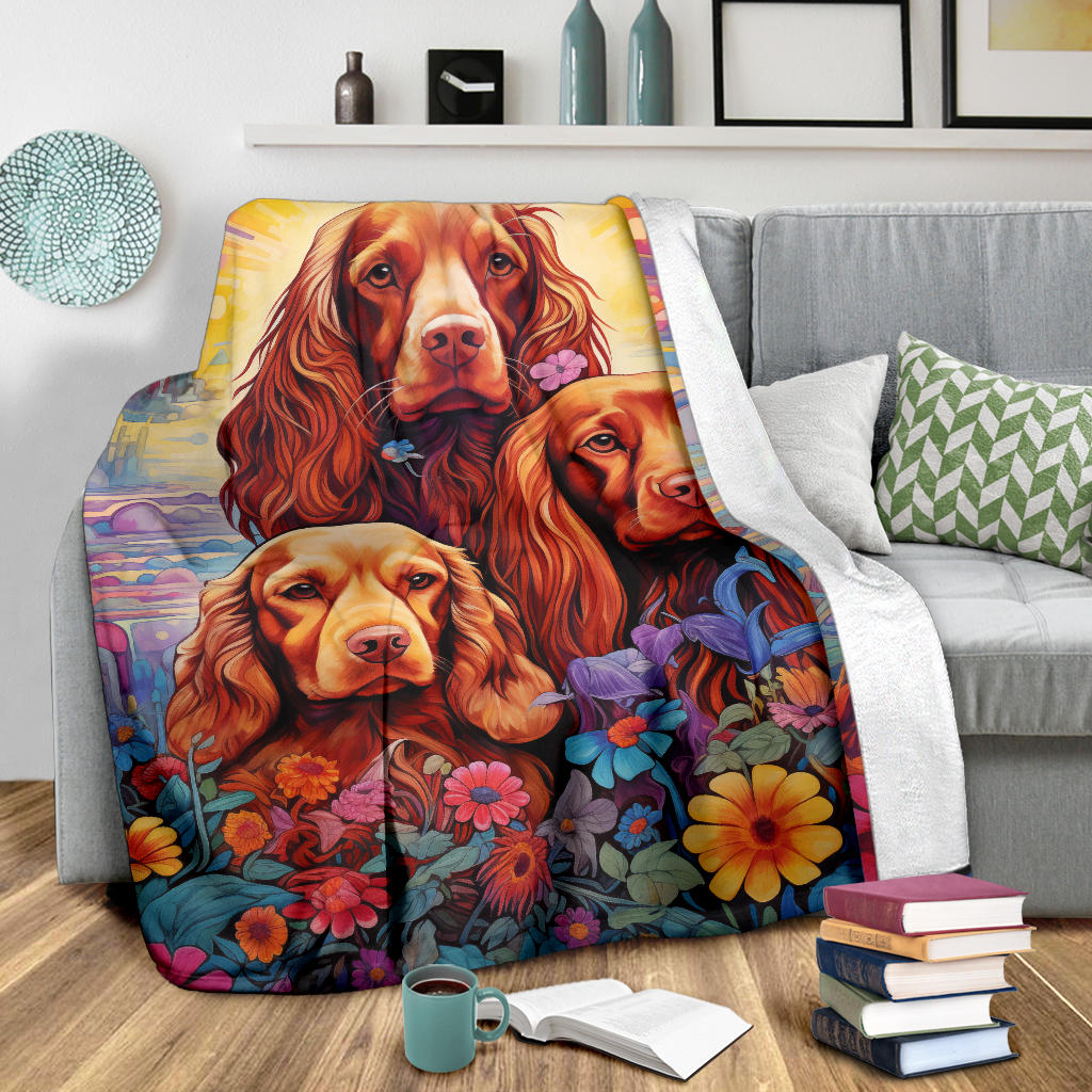 Sussex Spaniel Blanket, Trippy Psychedelics Sussex Spaniel Fleece Blanket, Sussex Spaniel Throw Blanket, Sussex Spaniel Gifts