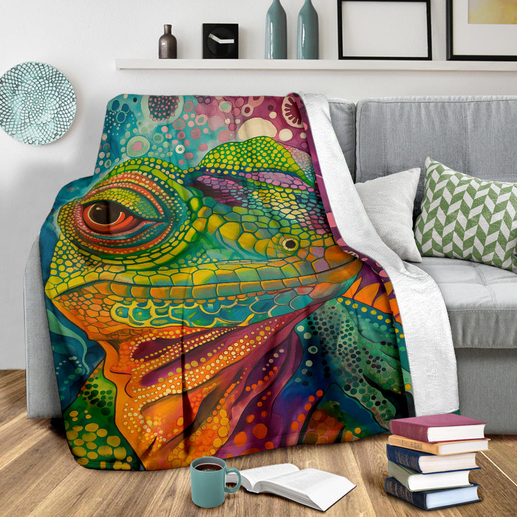 Lizard Blanket, Trippy Psychedelics Lizard Fleece Blanket, Lizard Throw Blanket, Lizard Gifts