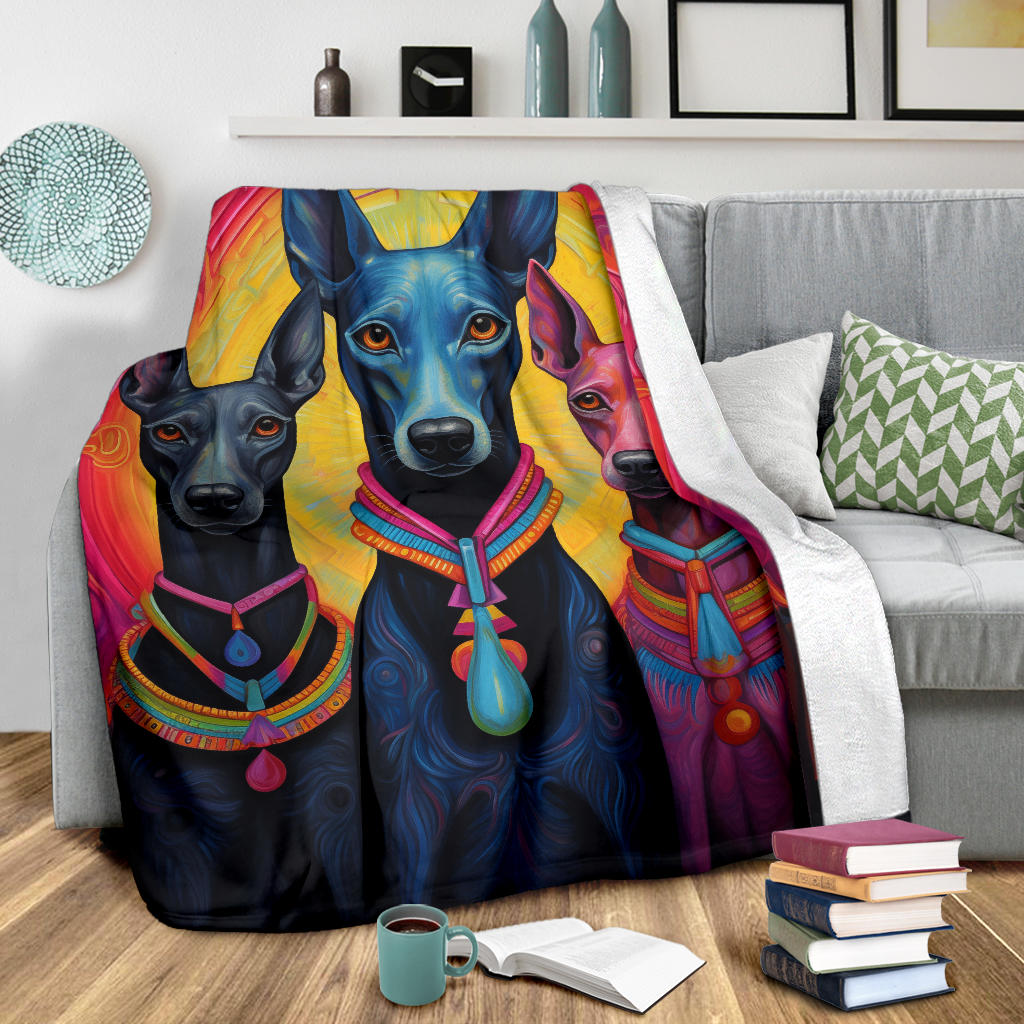 Xoloitzcuintli Blanket, Trippy Psychedelics Xoloitzcuintli Fleece Blanket, Xoloitzcuintli Throw Blanket, Xoloitzcuintli Gifts