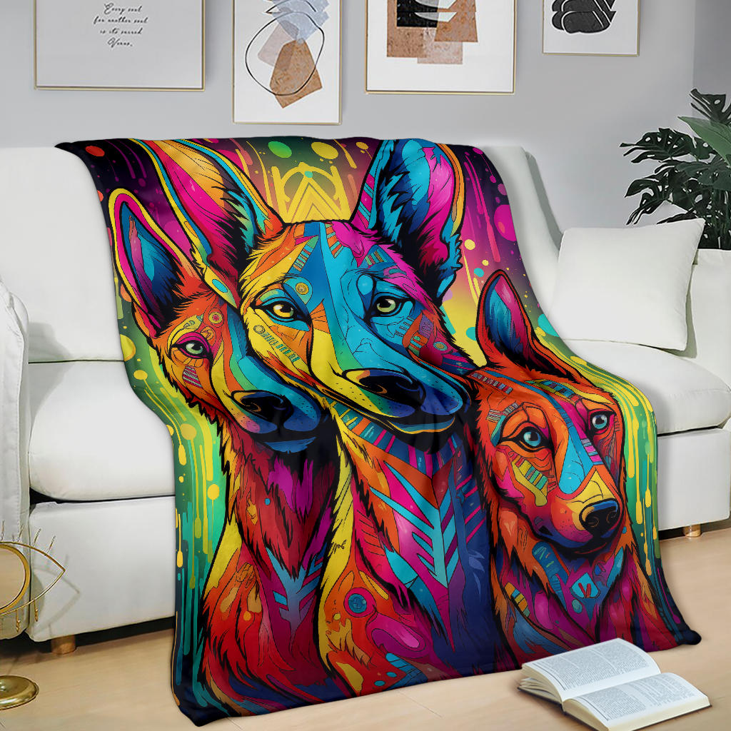 Belgian Malinois Blanket, Trippy Psychedelics Belgian Malinois  Fleece Blanket, Belgian Malinois Throw Blanket, Belgian Malinois Gifts