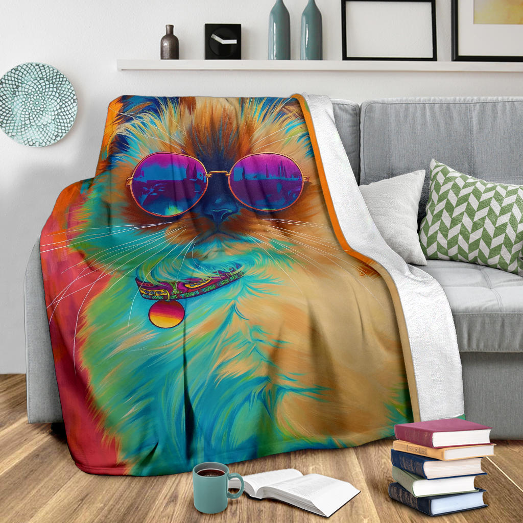 Birman cat Blanket, Trippy Psychedelics Birman cat Fleece Blanket, Birman cat Throw Blanket, Birman cat Gifts