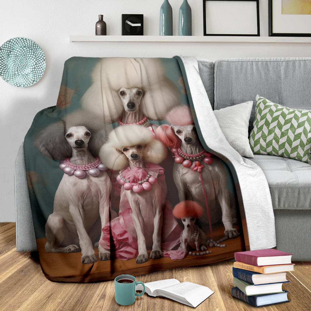 Poodle Family Blanket, Poodle Gifts, Poodle Fleece Blanket, Poodle Throw Blanket