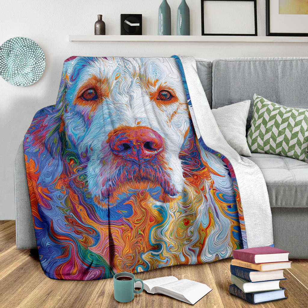 Kuvasz Dog Blanket, Trippy Psychedelics Kuvasz Dog Fleece Blanket, Kuvasz Dog Throw Blanket, Kuvasz Dog Gifts