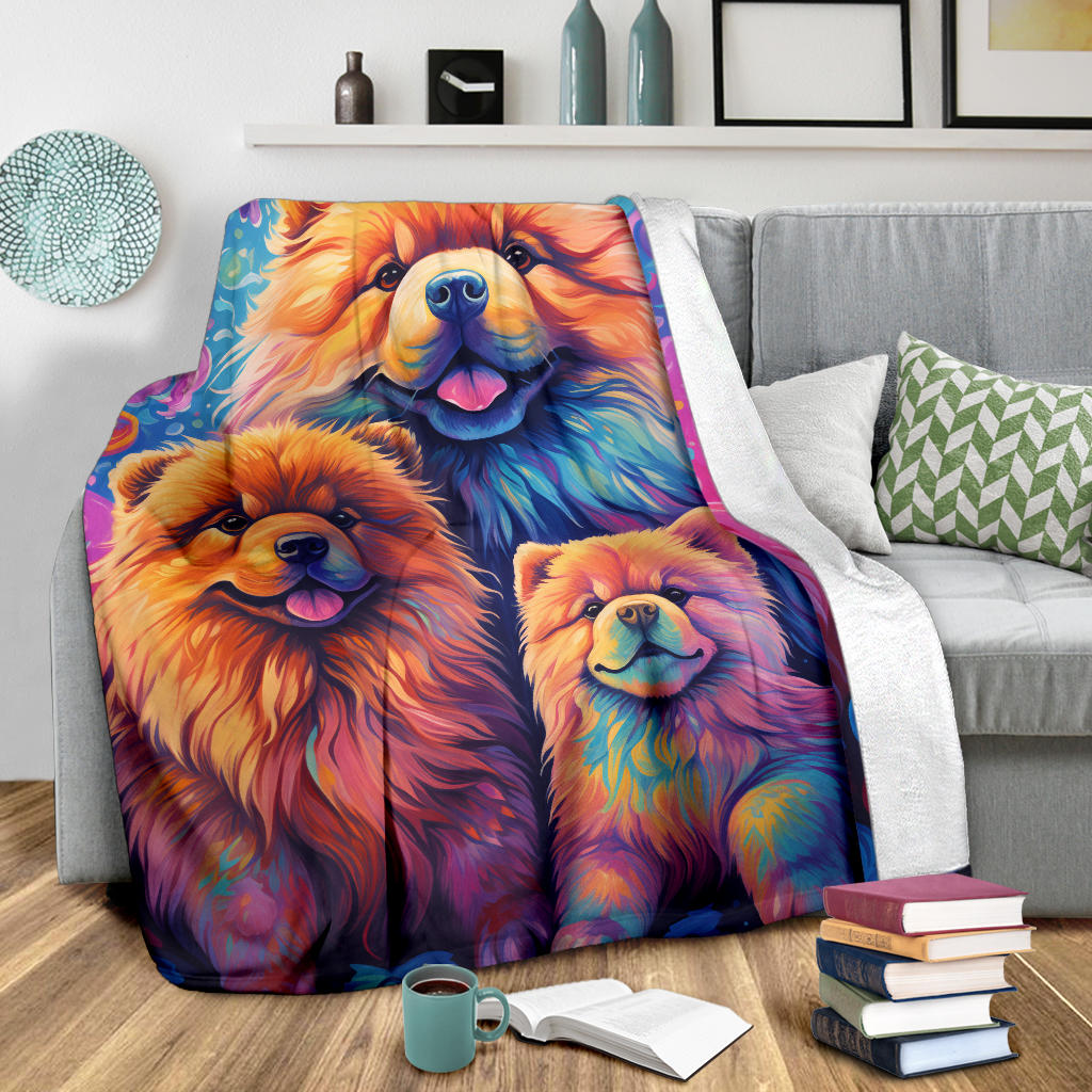 Chow Chow Blanket, Trippy Psychedelics Chow Chow Fleece Blanket, Chow Chow Throw Blanket, Chow Chow Gifts