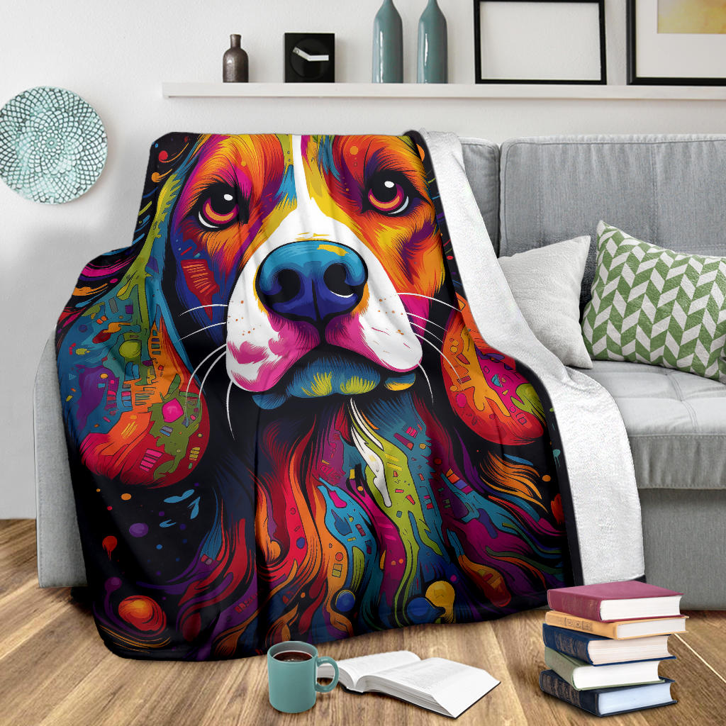 Trippy Psychedelics Beagle Dog, Beagle Dog Fleece Blanket, Beagle Dog Throw Blanket, Beagle Gifts