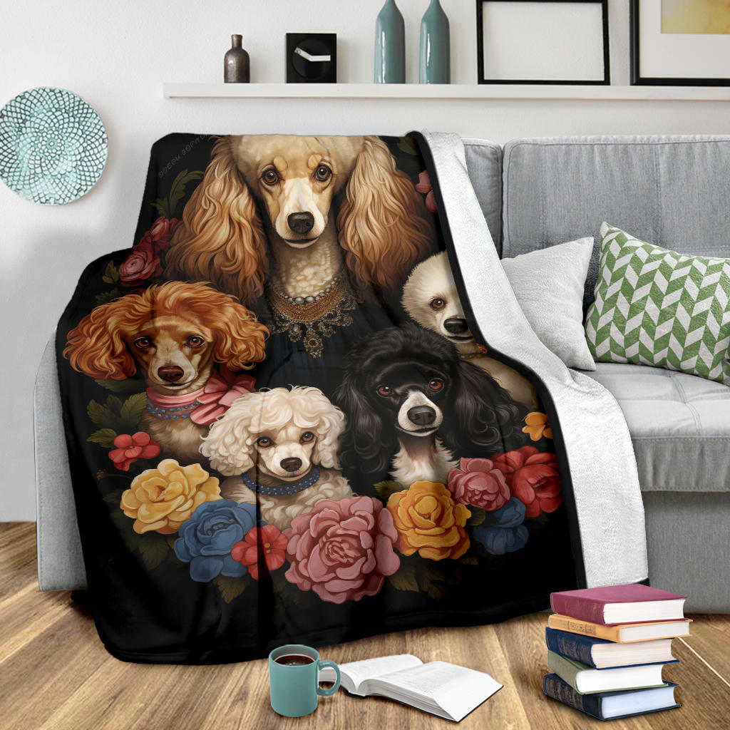 Poodle Family Blanket, Poodle Gifts, Poodle Fleece Blanket, Poodle Throw Blanket