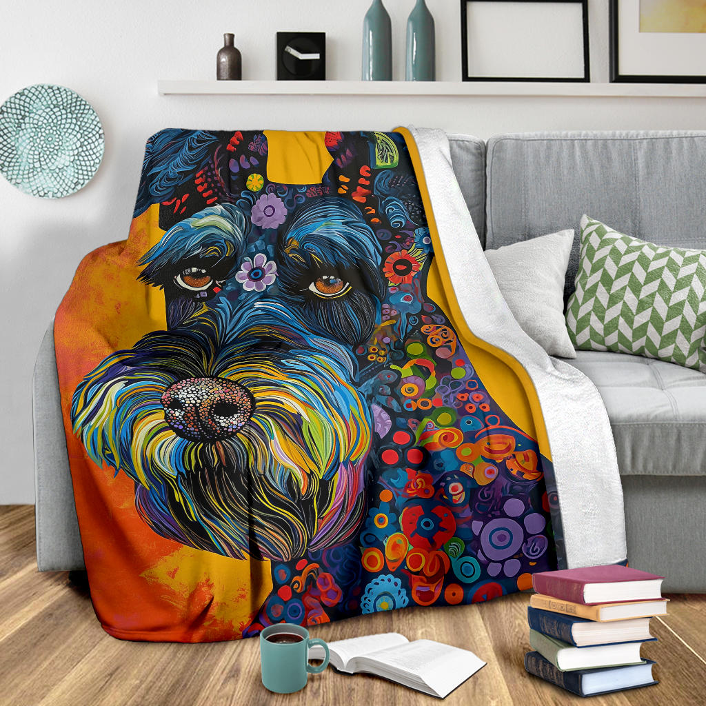 Kerry Blue Terrier Blanket, Trippy Psychedelics Kerry Blue Terrier Fleece Blanket, Kerry Blue Terrier Throw Blanket, Kerry Blue Terrier Gifts