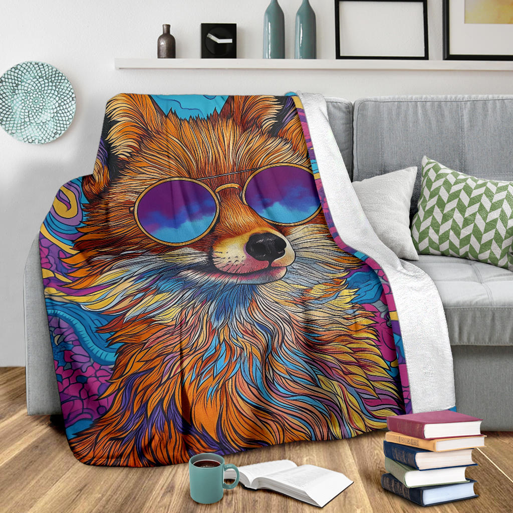 Fox Blanket, Trippy Psychedelics Fox Fleece Blanket, Fox Throw Blanket, Fox Gifts