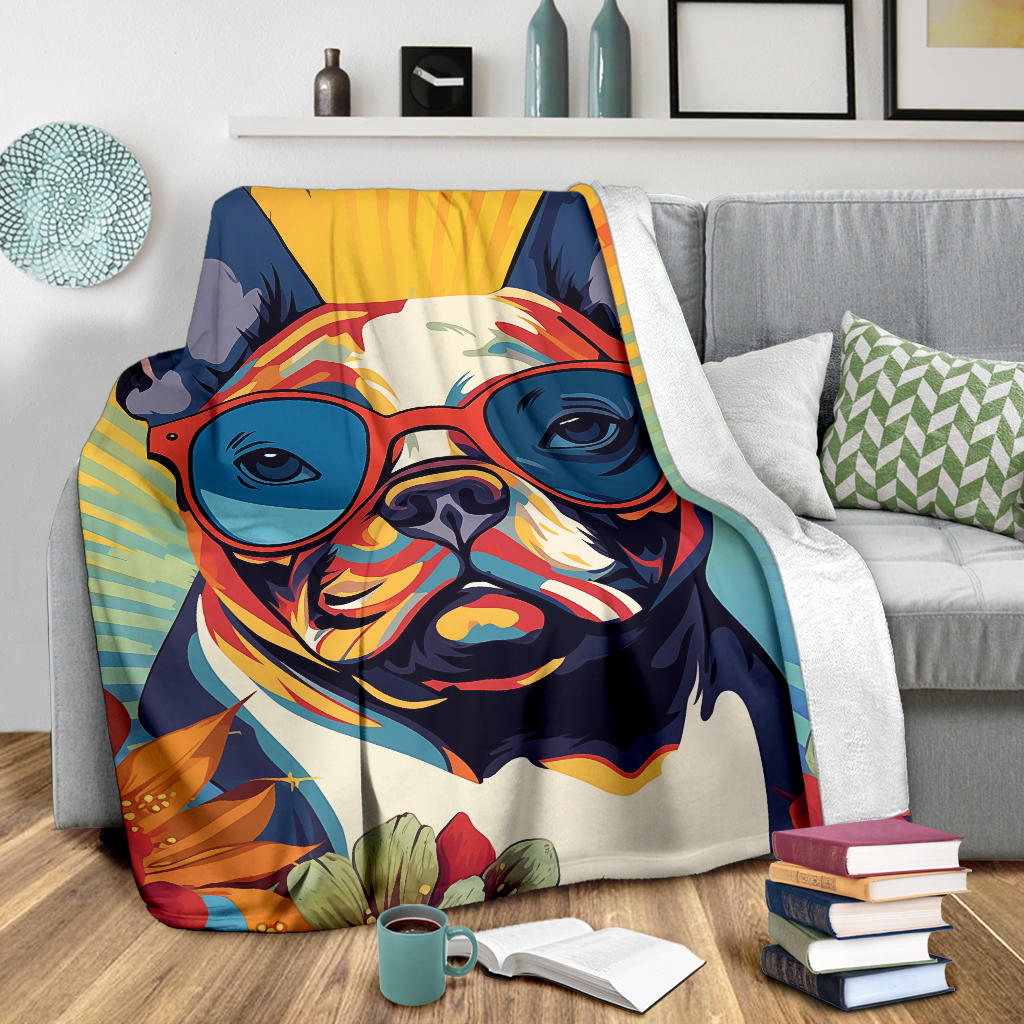 French Bulldog Blanket, Trippy Psychedelics French Bulldog Fleece Blanket, French Bulldog Throw Blanket, French Bulldog Gifts