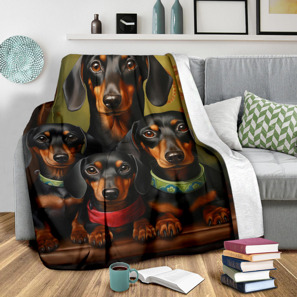 Dachshund Family Blanket, Dachshund Fleece Blanket, Dachshund Gifts, Dachshund Throw Blanket