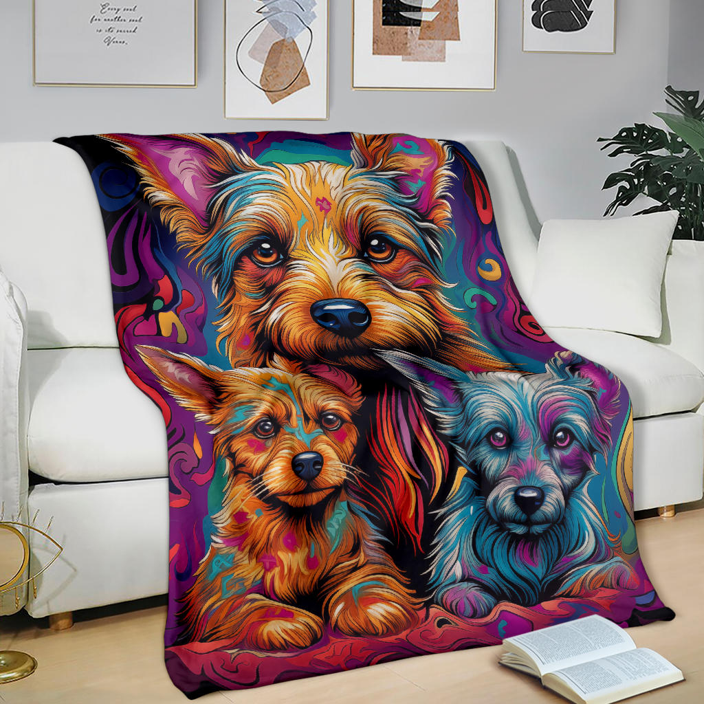 Australian Terrier Blanket, Trippy Psychedelics Australian Terrier Fleece Blanket, Australian Terrier Throw Blanket, Australian Terrier Gifts