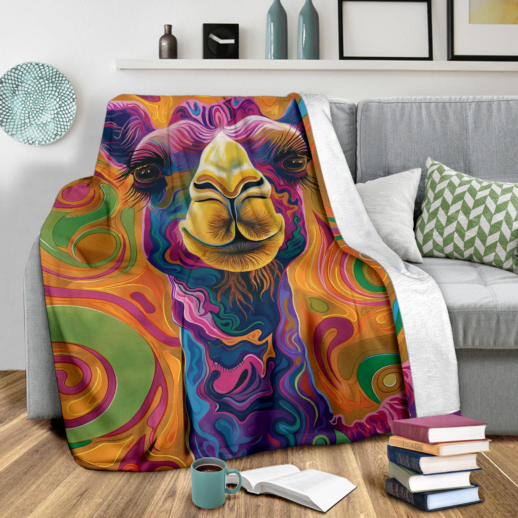 Camel Blanket, Trippy Psychedelics Camel Fleece Blanket, Camel Throw Blanket, Camel Gifts