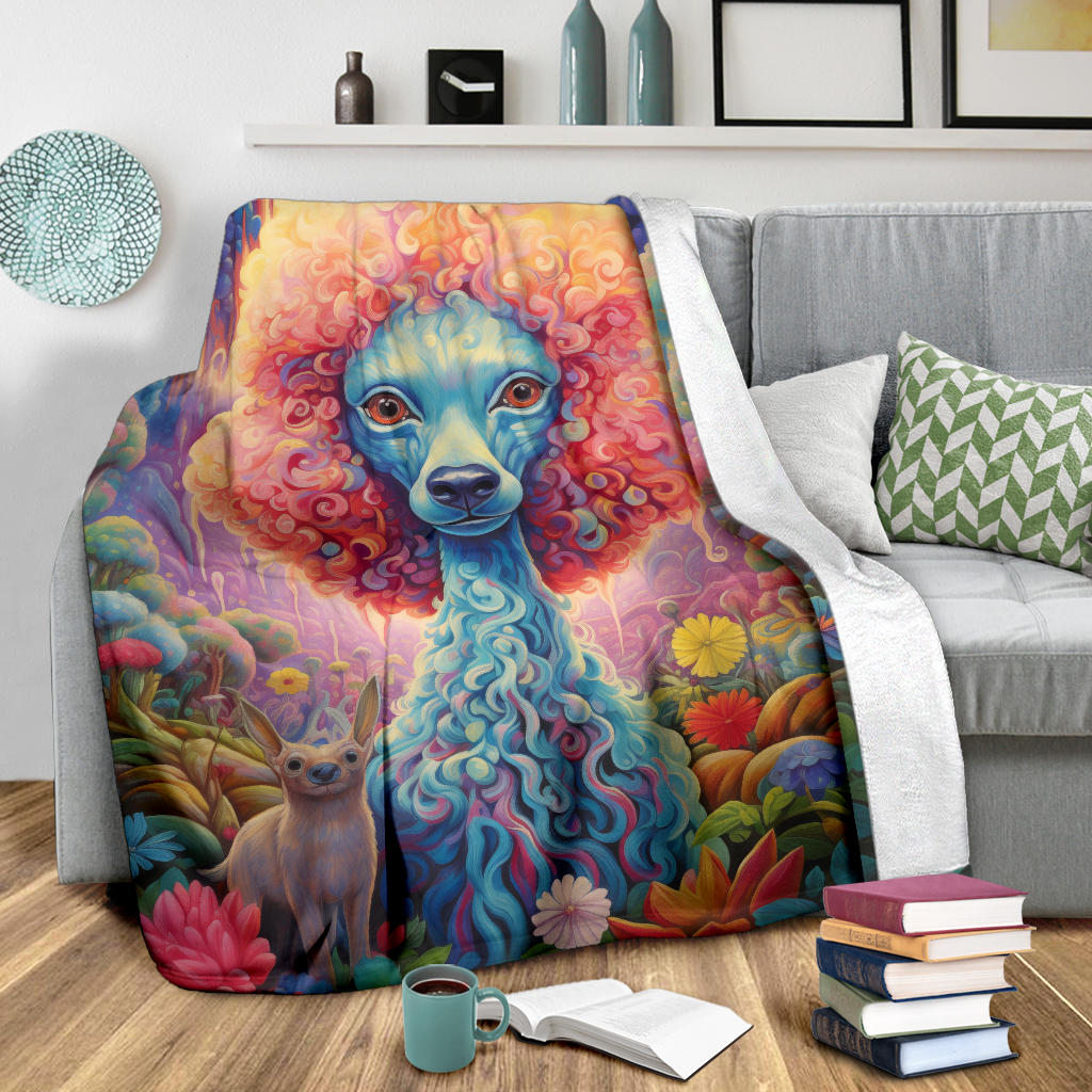 Trippy Psychedelics Poodle Blanket, Poodle Throw Blanket, Poodle Fleece Blanket, Poodle Gifts