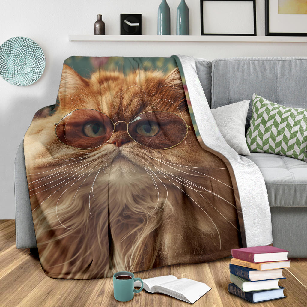 Persian Cat Blanket, Trippy Psychedelics Persian Cat Fleece Blanket, Persian Cat Throw Blanket, Persian Cat Gifts