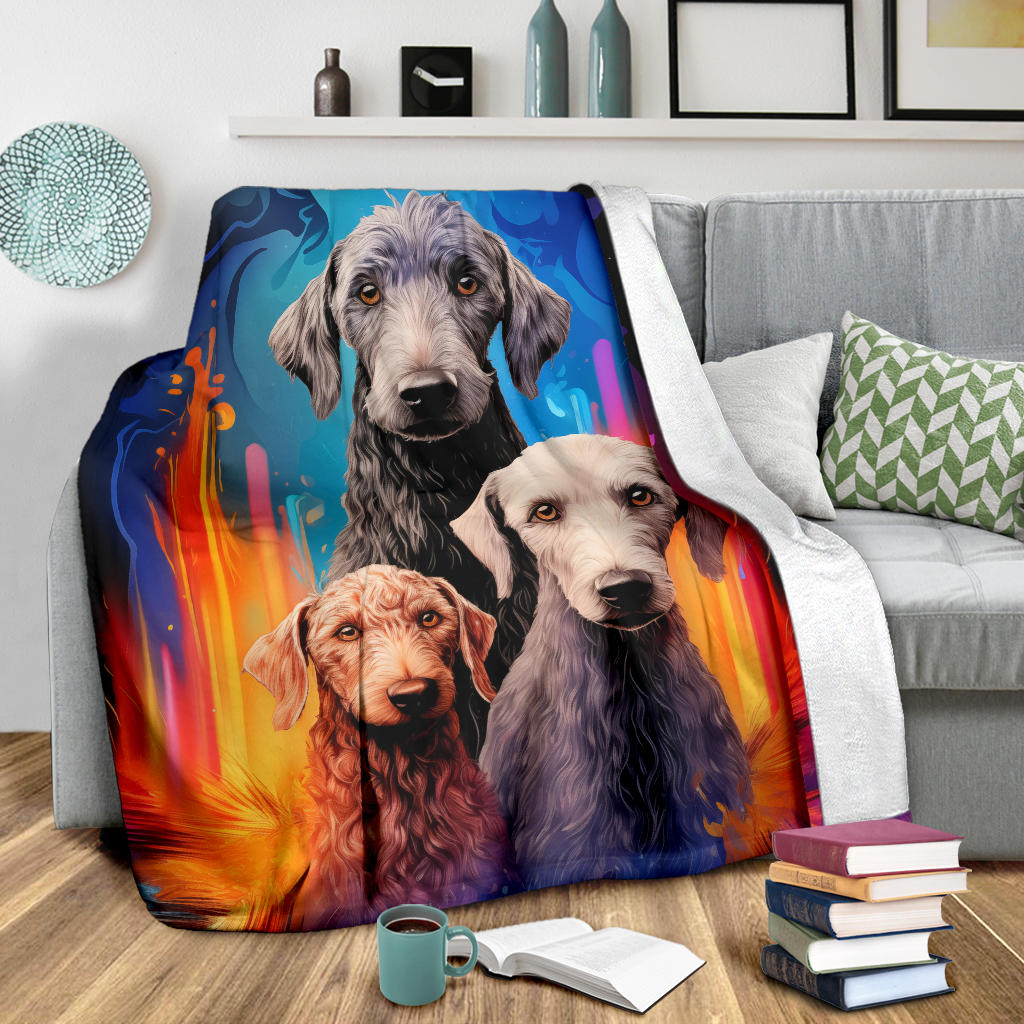 Bedlington Terrier Blanket, Trippy Psychedelics Bedlington Terrier Fleece Blanket, Bedlington Terrier Throw Blanket, Bedlington Terrier Gifts